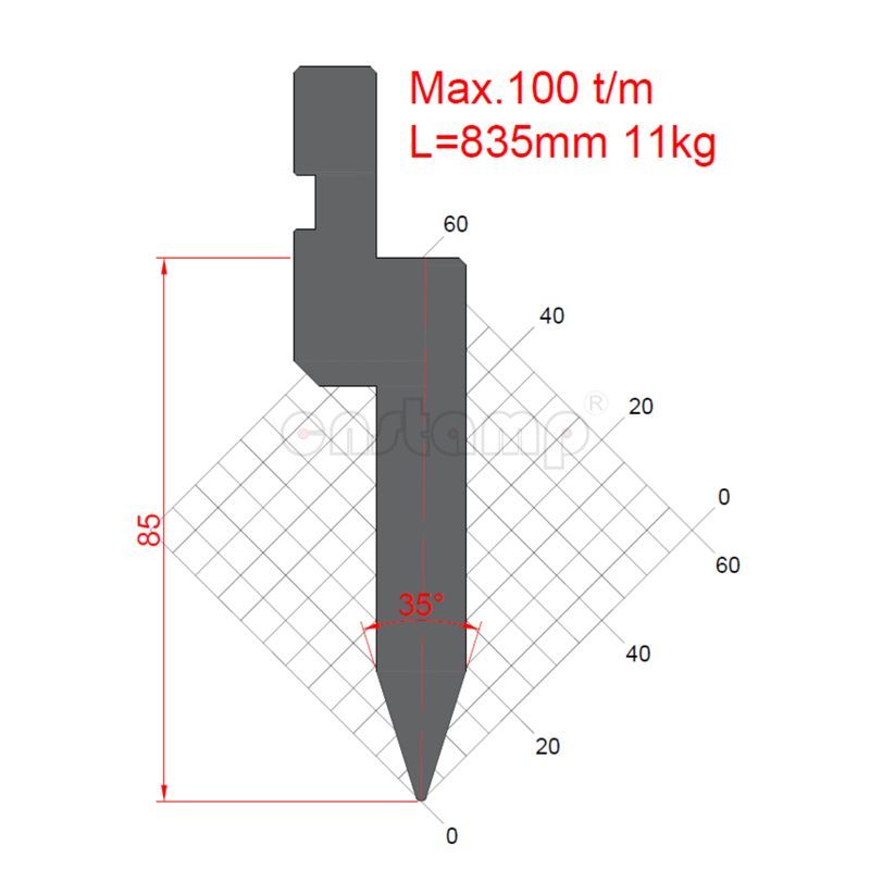 KP3501 35° H85mm Amada Style Pressbrake Tools-Upper punch