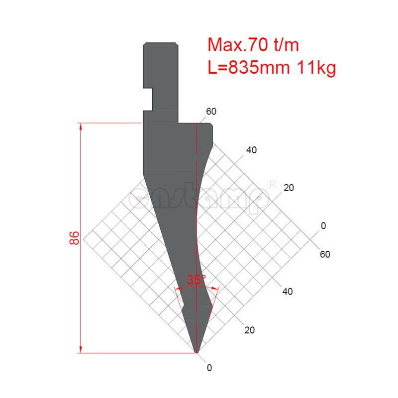 KP3505 35° H86mm Amada Style Pressbrake Tools-Upper punches