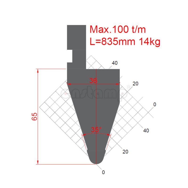 KP3511 35° H65mm Amada Style Pressbrake Tooling-Punch