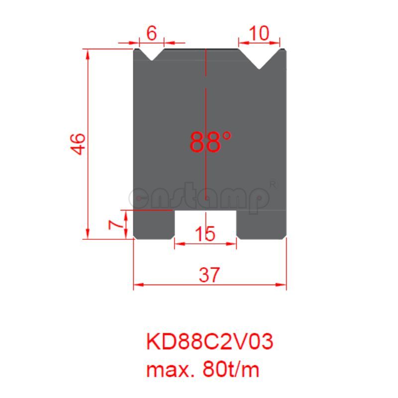 KD88C2V03 Amada Style Press Brake Tooling-2V-Dies/Lower Tools