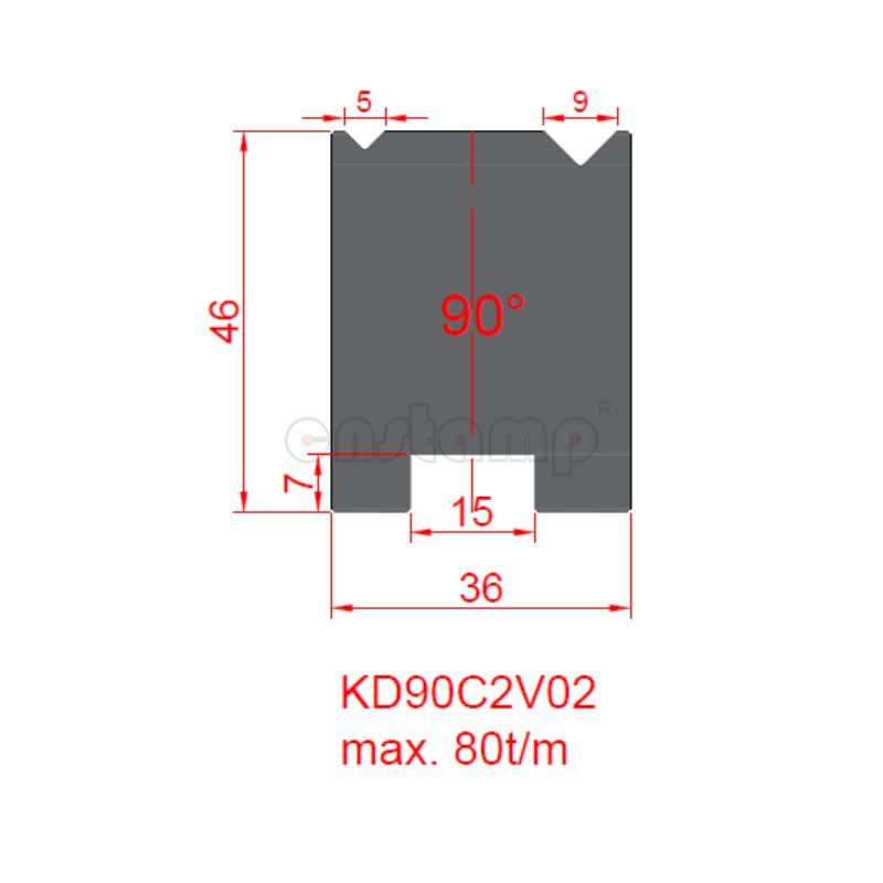 KD90C2V02 Amada Style Press Brake Tooling-2V-Dies/Lower Tools