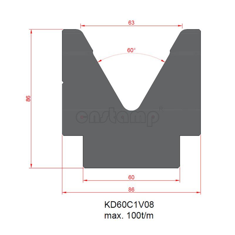KD60C1V08 Amada Style Press Brake Tooling-1V-Dies/Lower Tools