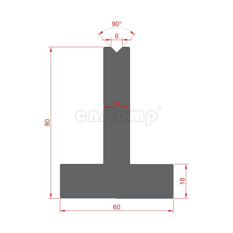 90 degree H120mm Amada Style Press Brake Tooling-T-Dies/Lower Tools