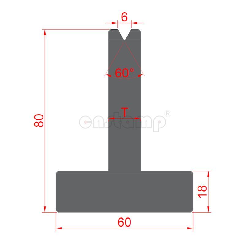60 degree H80mm Amada Style Press Brake Tooling-T-Dies/Lower Tools