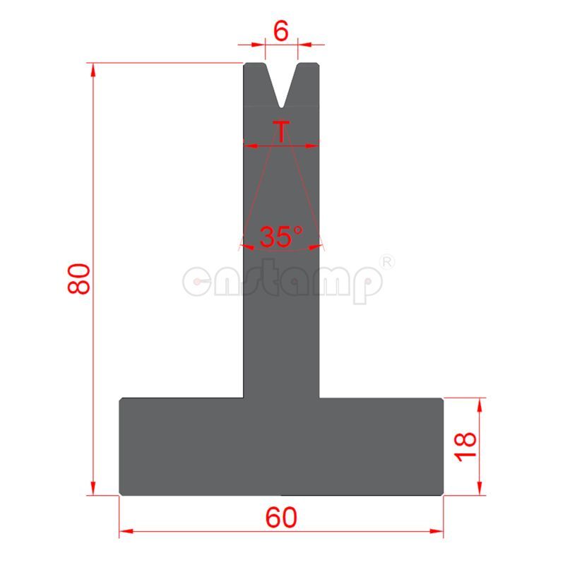 35 degree H80mm Amada Style Press Brake Tooling-T-Dies/Lower Tools