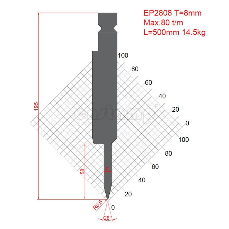 28 degree Hemming punch Trumpf Style Press Brake Tooling-Punches/Upper Tools
