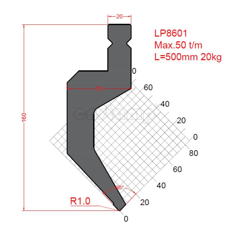 LP8601 LVD Style Press Brake Tooling-Punches/Upper Tools